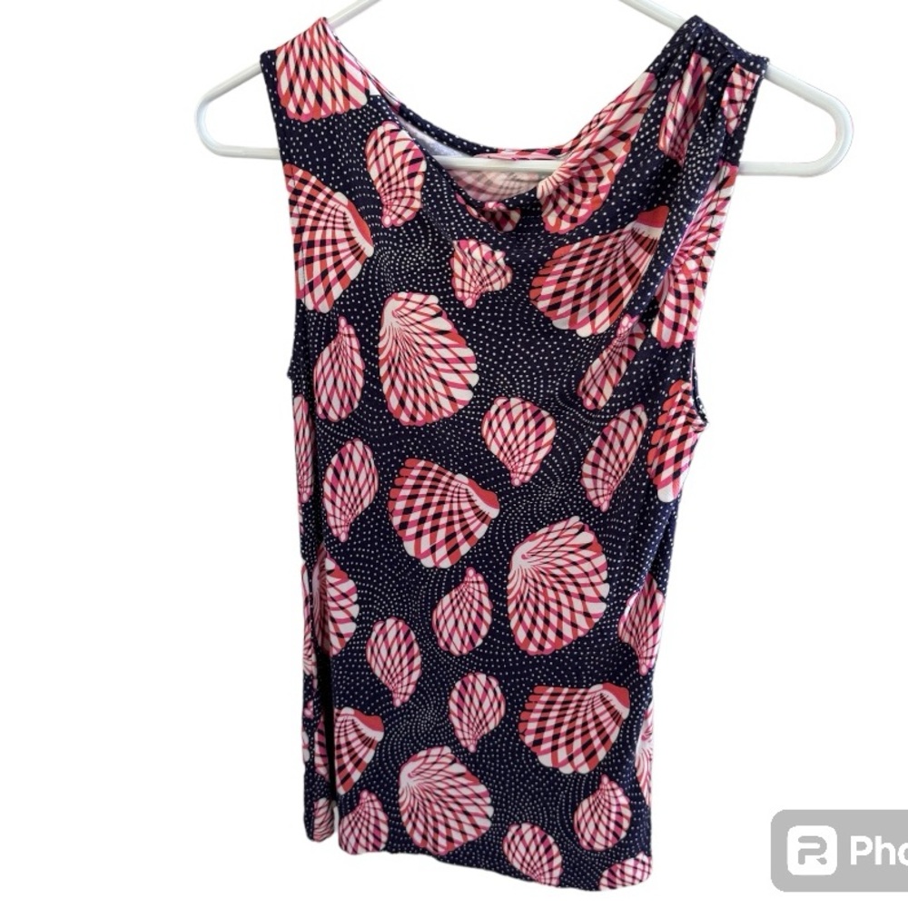 LILLY PULITZER Great Escape Blue Pink Seashell Print‎ Sleeveless Top XS. Vintage